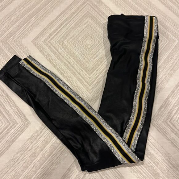 Koral Women’s Trainer High Rise Black with Silver & Yellow Side Stripe Leggings